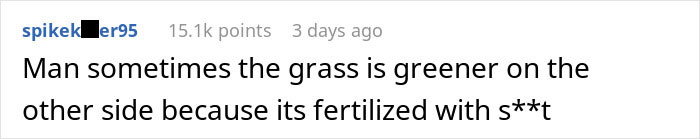 Screenshot of an online comment discussing regrets after leaving a wife for a younger woman, highlighting harsh truths.