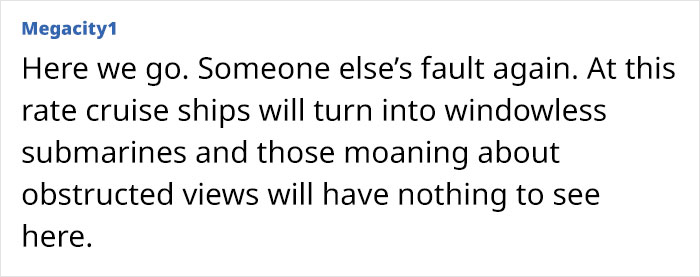 Comment criticizing cruise ship conditions and blaming others for a girl's terrifying plunge incident on a Disney cruise ship.