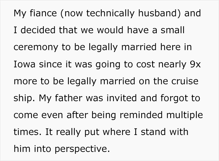 Bride&rsquo;s father refuses to attend wedding on cruise ship, insisting ceremony must be on American soil, causing family tension.