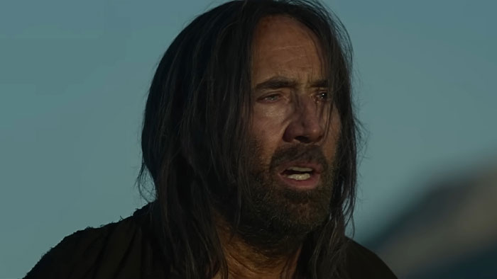 Nicolas Cage in character as Jesus' dad in new horror film, sparking frenzy among fans and moviegoers. Nicolas Cage in character as Jesus' dad in new horror film, sparking frenzy among fans and moviegoers.