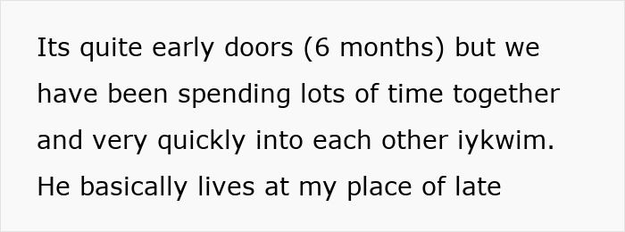 Text excerpt from an online post describing early relationship concerns and insecurity in a 51-year-old woman.