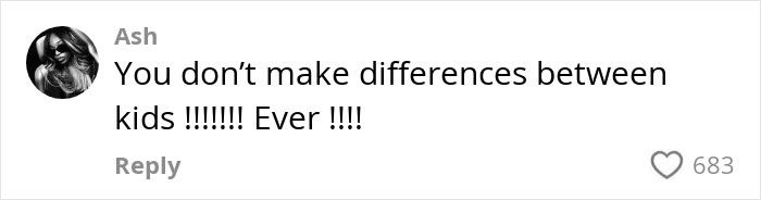 Screenshot of a social media comment sparking debate about why the biological daughter has the biggest room in the house.