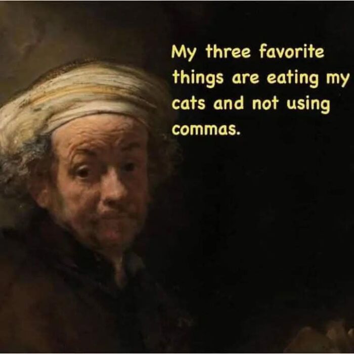 Classical painting with a humorous caption about favorite things, showcasing clever classical paintings memes.