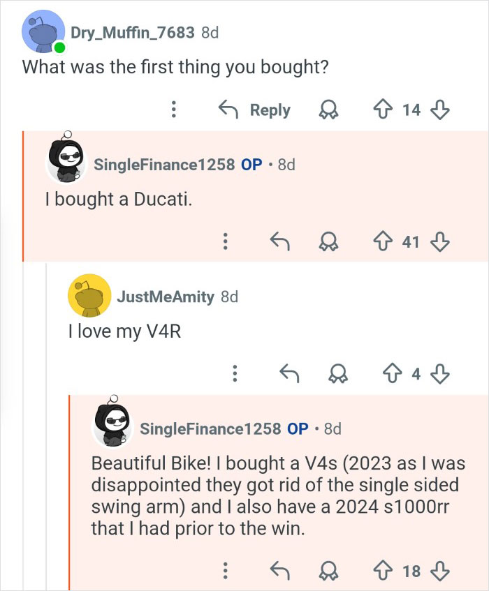Reddit user who won $7M in the lottery shares about buying motorcycles and life changes a year later.