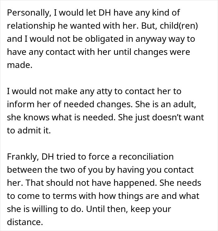 Text discussing a new mom confronting her mother-in-law's unhinged behavior and managing family boundaries.