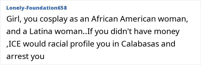 Text comment criticizing Kylie Jenner for fake arrest video amid ICE raids and racial profiling debates.