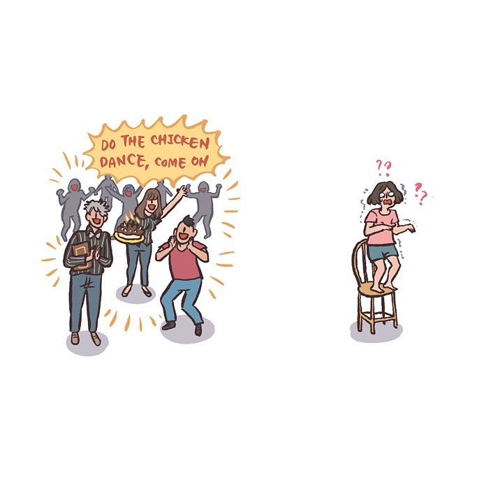 Malaysian artist comic shows life moments with tall geeky husband, capturing relatable everyday couple scenarios in a humorous style.