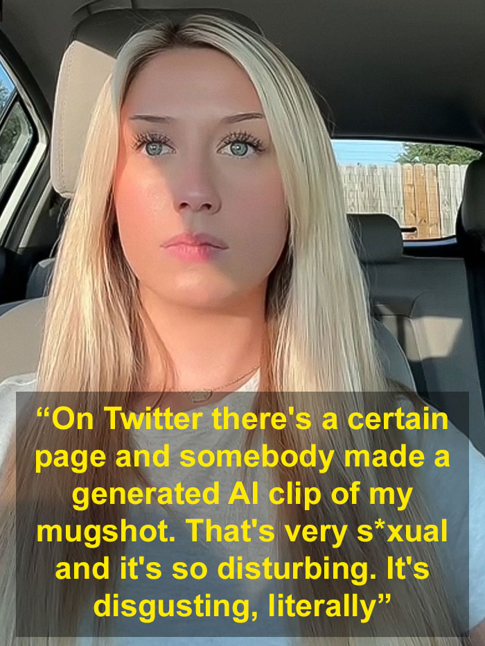 Young woman in a car sharing her experience about the Olive Garden hoax and AI-generated disturbing clip. Young woman in a car sharing her experience about the Olive Garden hoax and AI-generated disturbing clip.