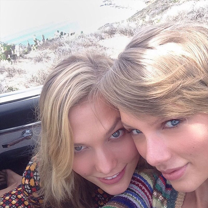 Taylor Swift and Karlie Kloss close-up selfie by the beach fueling lesbian relationship rumors after interview slip.