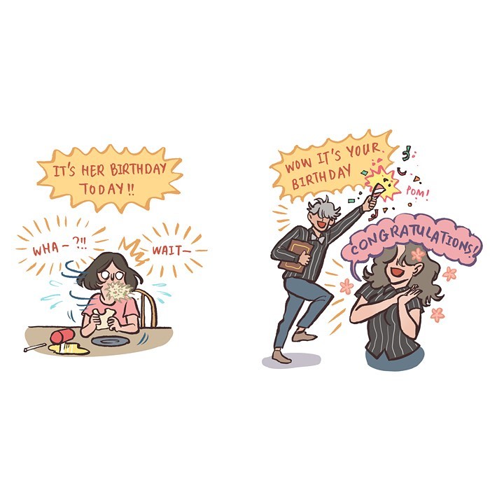 Malaysian artist comic shows life moments with tall geeky husband, capturing relatable everyday couple scenarios in a humorous style.
