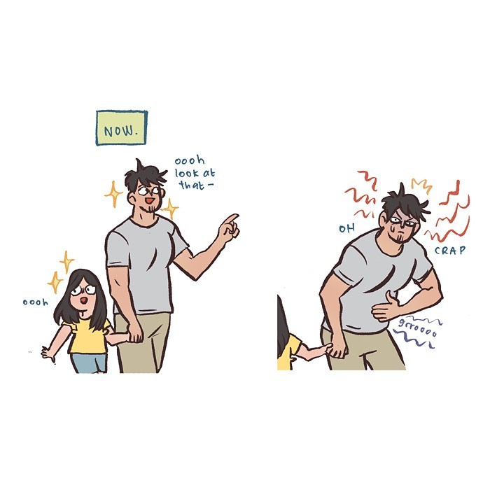Malaysian artist draws early dating phase with her tall geeky husband in a relatable comic style illustration.