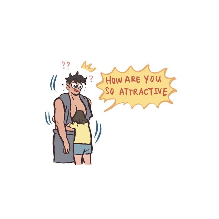 Comic panels by Malaysian artist showing school life moments with tall geeky husband, capturing relatable everyday scenes.