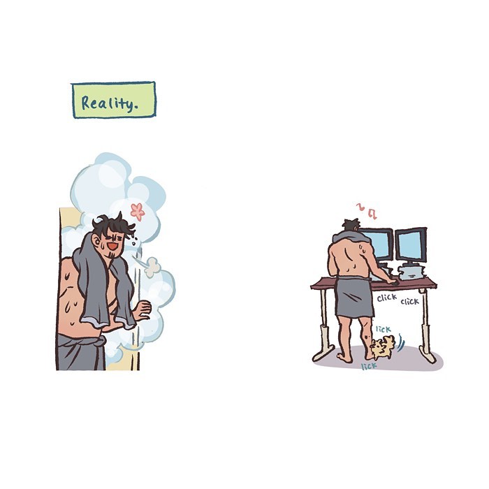 Comic panels by Malaysian artist showing school life moments with tall geeky husband, capturing relatable everyday scenes.