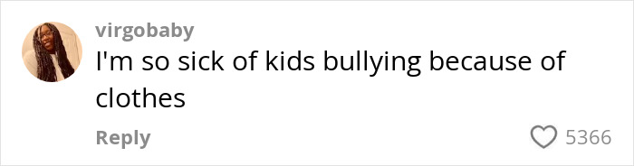 Social media post where a mom vents about her daughter getting bullied for her clothes, sparking brand support.