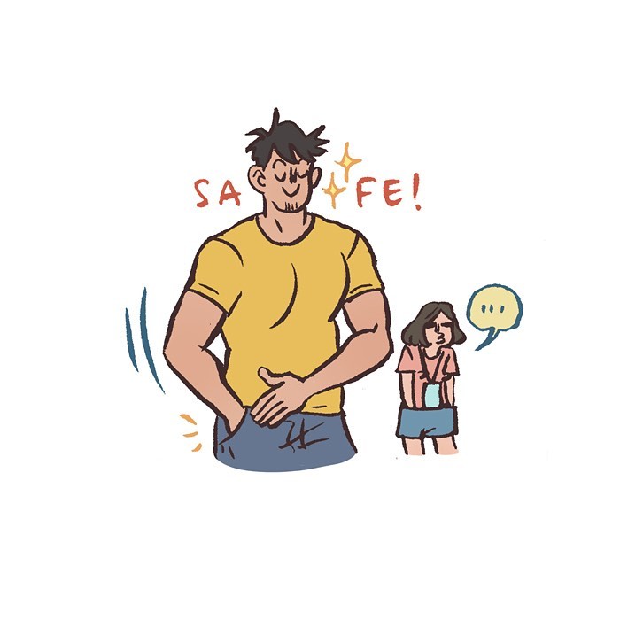 Malaysian artist cartoon showing her life with tall geeky husband, highlighting their playful and relatable contrasts.