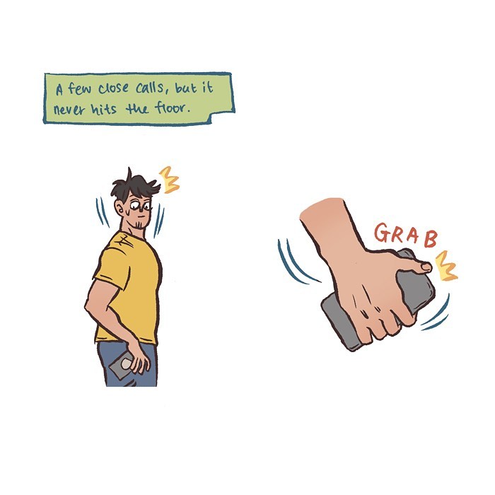 Malaysian artist cartoon showing her life with tall geeky husband, highlighting their playful and relatable contrasts.