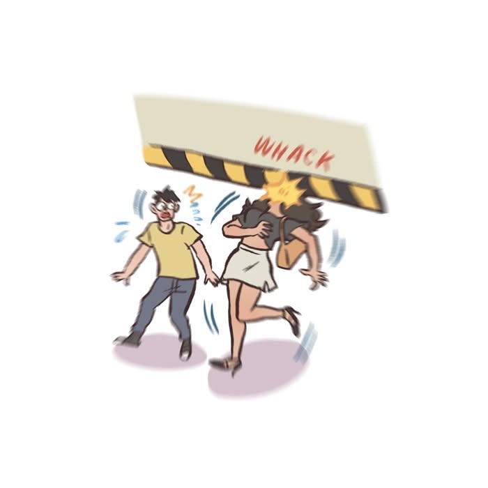 Malaysian artist’s relatable comic panel showing a woman nervously thinking about high heels for a date with her tall geeky husband.