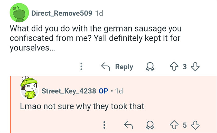 Reddit conversation about TSA worker sharing answers to common questions travelers have about security procedures.