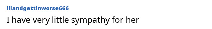 Comment text on screen stating I have very little sympathy for her, related to plus-size activist and legal issues. Comment text on screen stating I have very little sympathy for her, related to plus-size activist and legal issues.