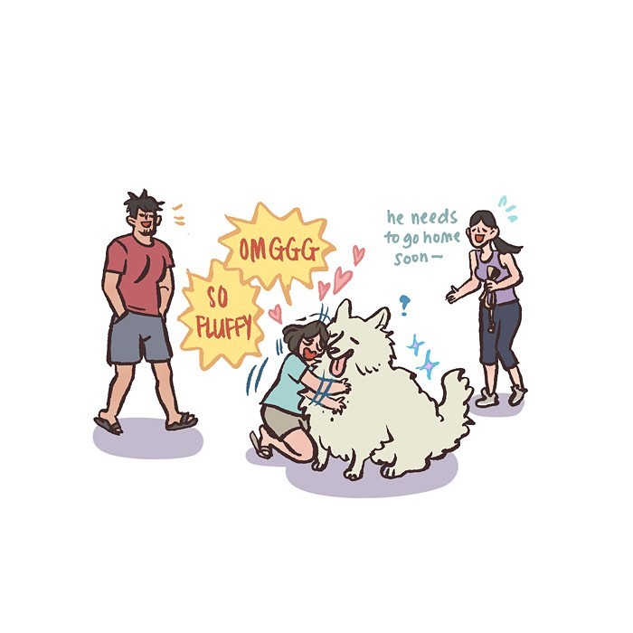 Malaysian artist’s comic shows her life with tall geeky husband holding hands, capturing relatable everyday moments.