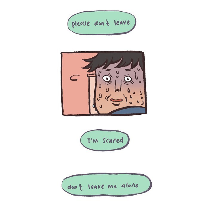 Malaysian artist’s comic showing her tall, geeky husband excited about October and Halloween month with spooky stuff.