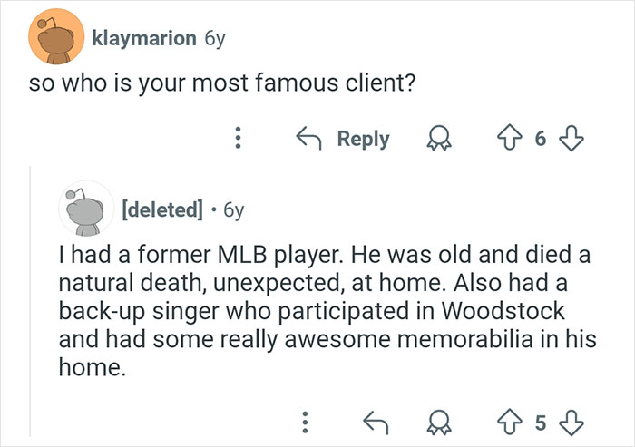 Reddit conversation about interesting and crazy stories from coroners involving famous clients and unexpected deaths.