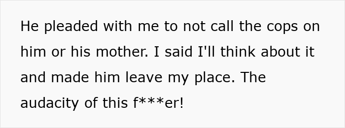 Text message with someone pleading not to call the cops, revealing why girlfriend keeps getting sick from homemade food sent by guy. Text message with someone pleading not to call the cops, revealing why girlfriend keeps getting sick from homemade food sent by guy.
