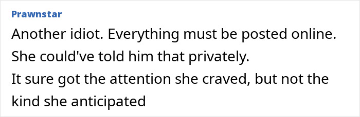 Alt text: Screenshot of an online comment criticizing someone for posting online, linked to Kristen Bell triggering post backlash.