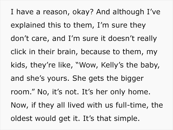 Mom sparks debate explaining why her biological daughter has the biggest room in the house, sharing her perspective.
