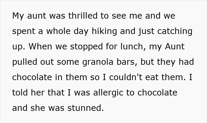 Person reflecting on parents lied about food allergies to daughter, leading to no contact and family tension.
