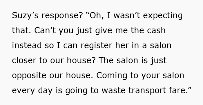 Alt text: Woman upset friend doesn&rsquo;t give her cash but offers a favor instead in a casual conversation setting.