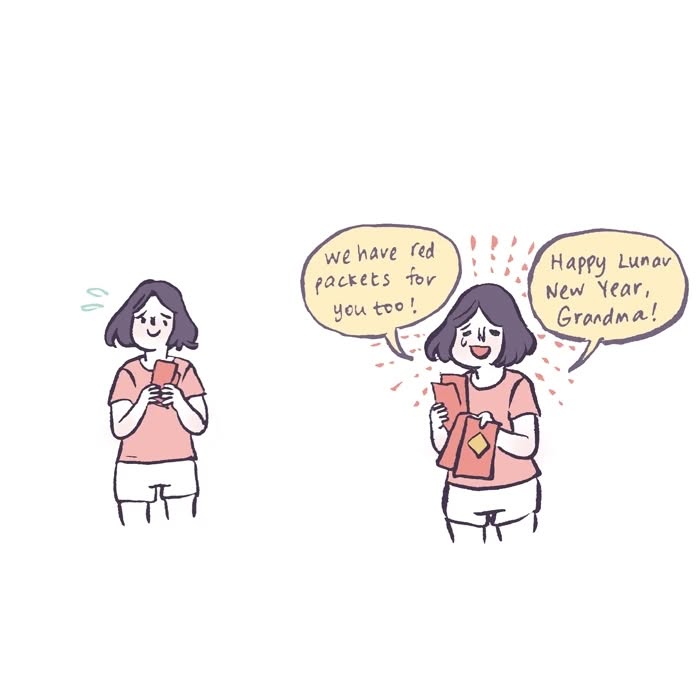 Malaysian artist drawing her life with her tall, geeky husband and playful daughter carrying flowers and groceries.