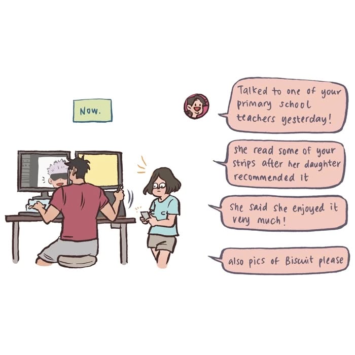 Malaysian artist’s relatable drawing of her tall, geeky husband and their shared love for drawing in class.