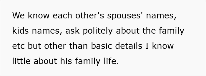 Text excerpt about knowing spouses and family details, relating to boss wife claim affair innocent worker context.