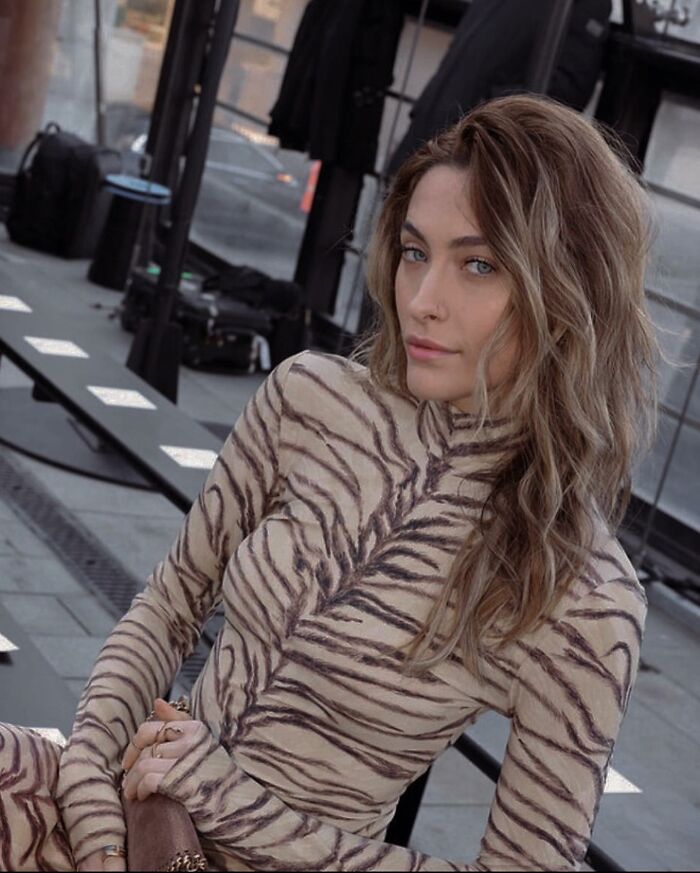 Paris Jackson posing in a tiger print outfit, related to her shocking claim against Michael Jackson&rsquo;s estate.