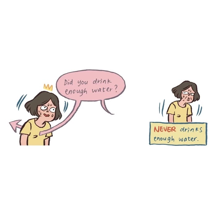 Malaysian artist drawing her life, showing relatable moments with her tall geeky husband in simple cartoon style.