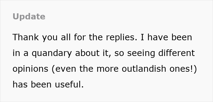 Text update expressing gratitude for replies and reflecting on varied opinions about the boss wife claim affair innocent worker.