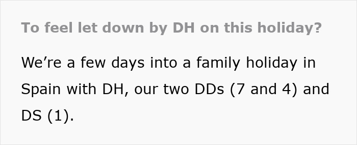 Tired mom feeling let down by useless dad during a challenging family holiday with young children in Spain.