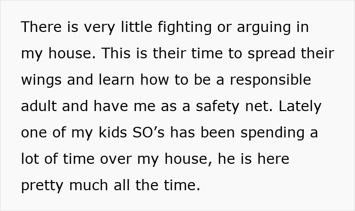 Text discussing a woman’s experience with her daughter’s boyfriend spending time at her house and family dynamics. Text discussing a woman’s experience with her daughter’s boyfriend spending time at her house and family dynamics.