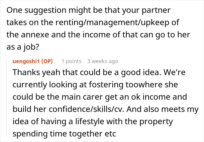 Text conversation about woman refusing to contribute to bills after boyfriend spends $600K on a house discussing property management ideas.