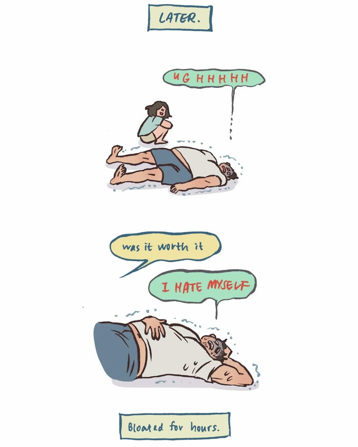 Malaysian artist's relatable comic showing her life with her tall, geeky husband in a humorous everyday disagreement.