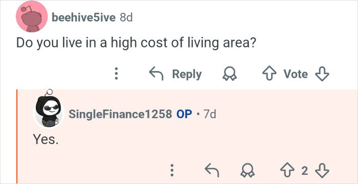 Screenshot of a social media comment thread discussing living in a high cost of living area after winning the lottery.