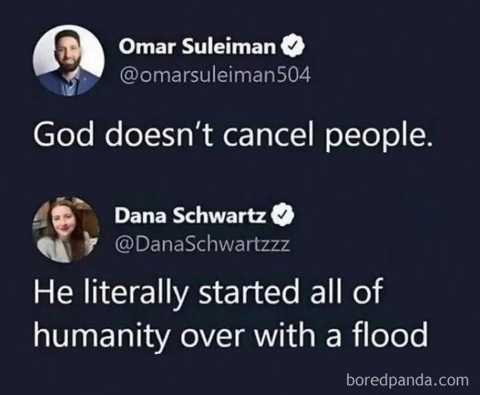 Tweet exchange showing a facepalm moment highlighting lack of basic logic and common sense about cancel culture.