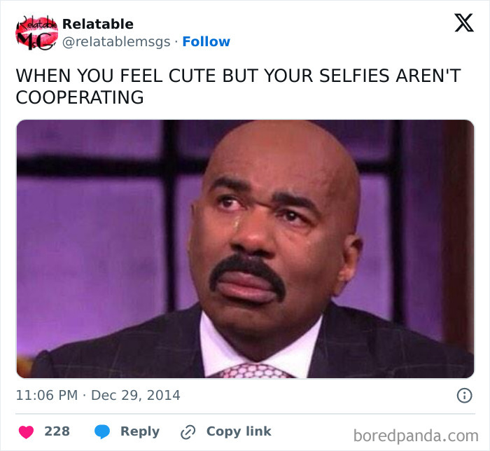 Man with a mustache crying, expressing relatable moments in our lives that aren’t an original experience.