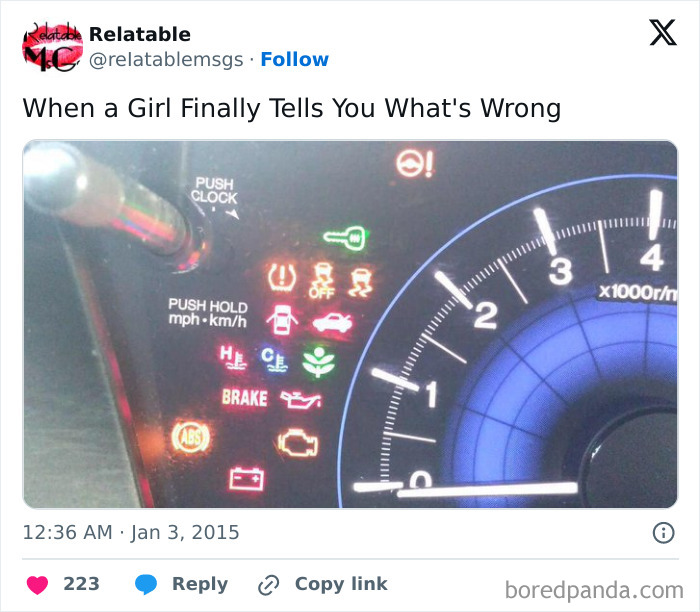 Car dashboard with multiple warning lights illuminated, representing specific moments in our lives that aren’t original experiences.