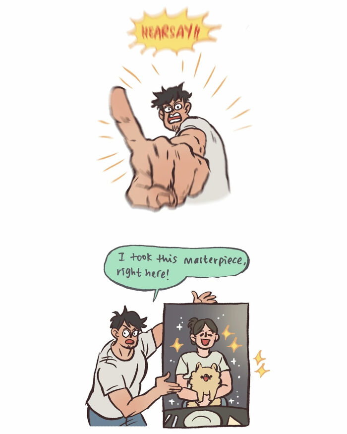 Malaysian artist draws a tall, geeky husband taking photos, capturing relatable moments in their daily life.