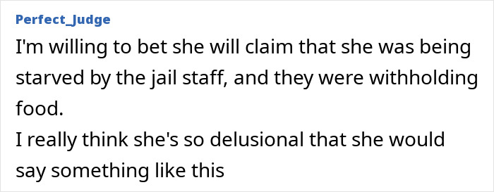 Comment on social media discussing a plus-size activist’s legal troubles and claims about jail treatment. Comment on social media discussing a plus-size activist’s legal troubles and claims about jail treatment.