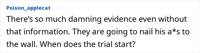 Screenshot of an online comment discussing evidence in a trial about a dad watching adult videos while his 2YO daughter passed away in a hot car.