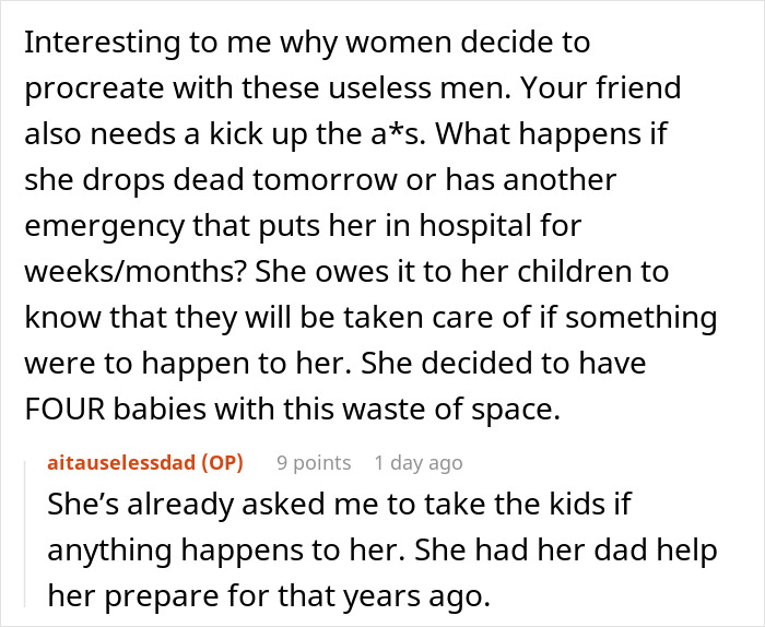 Alt text: Clueless husband stands and watches as wife passes out with a 104-degree fever, showing neglect and concern.
