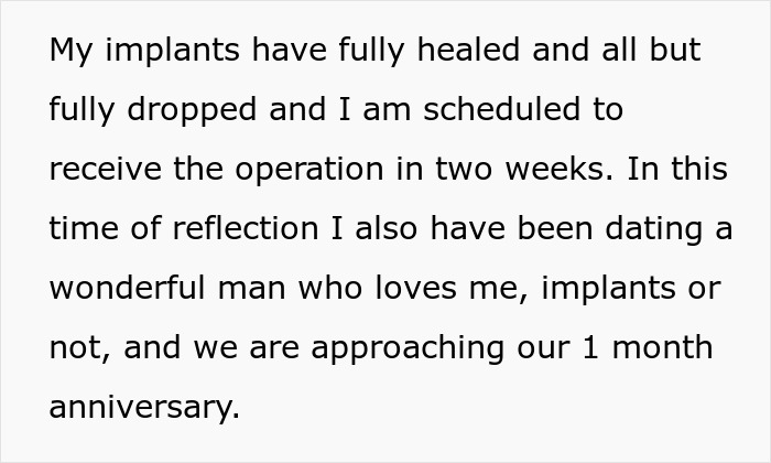 Text excerpt about single mom expecting support after spending thousands on plastic surgery and dating.